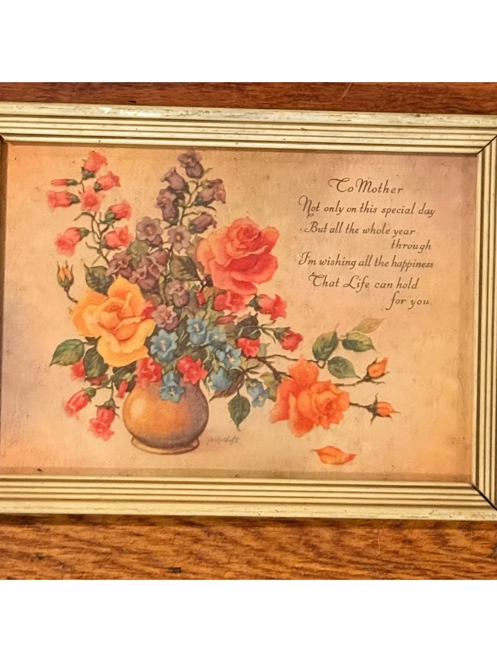 Vintage Floral To Mother Wall Art Picture Frame